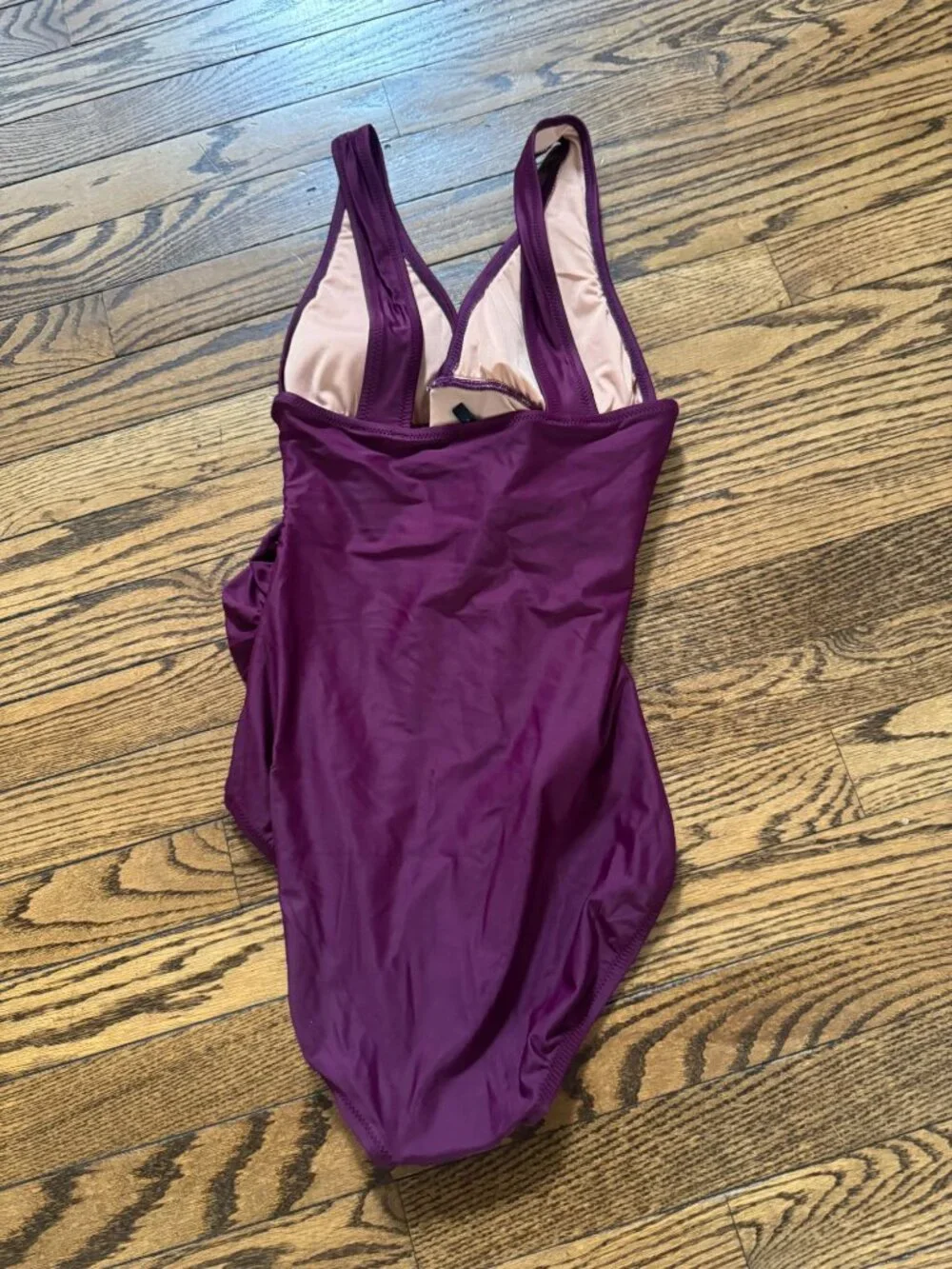 NWT J CREW Long torso ruched V-neck one-piece swimsuit iris purple size 4